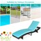 Costway Patio Rattan Folding Lounge Chair Chaise Adjustable W/White\Turquoise Cushion